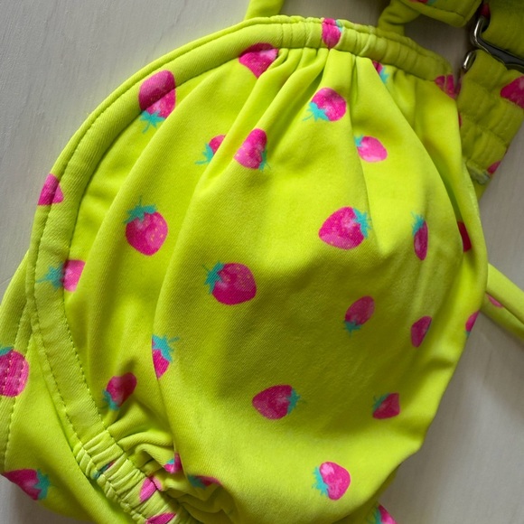 Wild Fable Neon Green Bikini Top with Pink Strawberry accents. - Picture 2 of 2